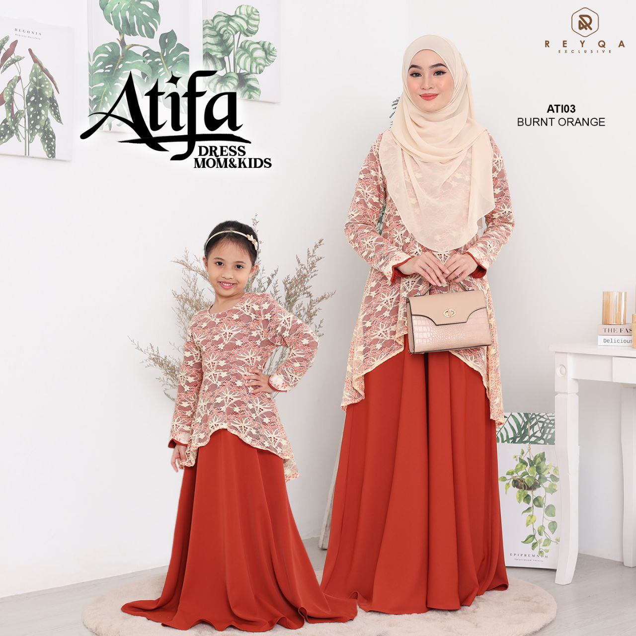 Atifa/03 Burnt Org | Muslimah Collection | Hijab | Exclusive Muslimah ...